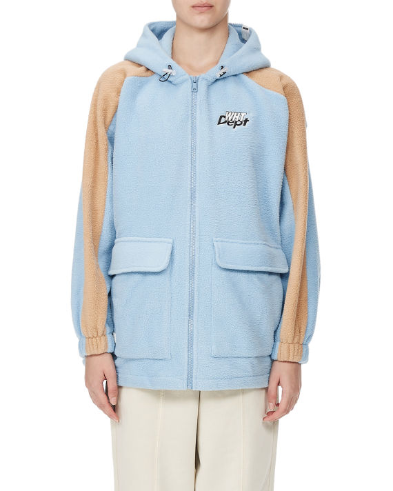 Panelled fleece zip-up hoodie image number 1