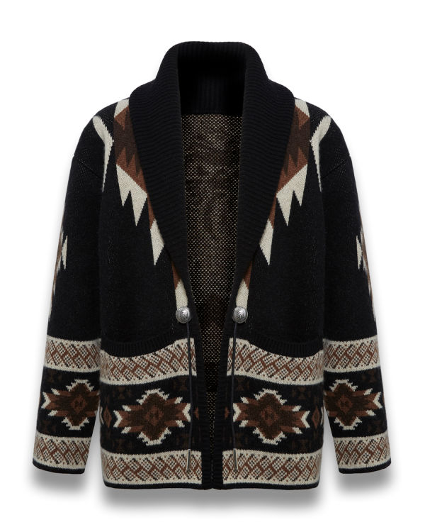 Pattern intarsia cardigan