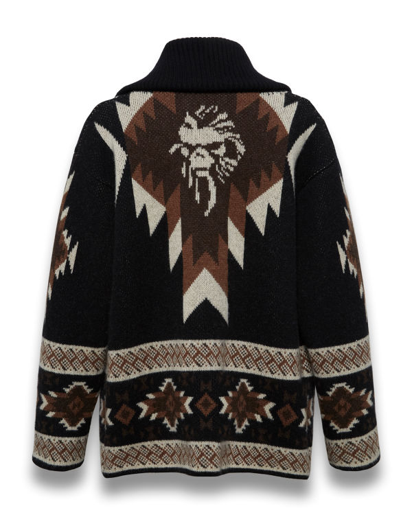 Pattern intarsia cardigan