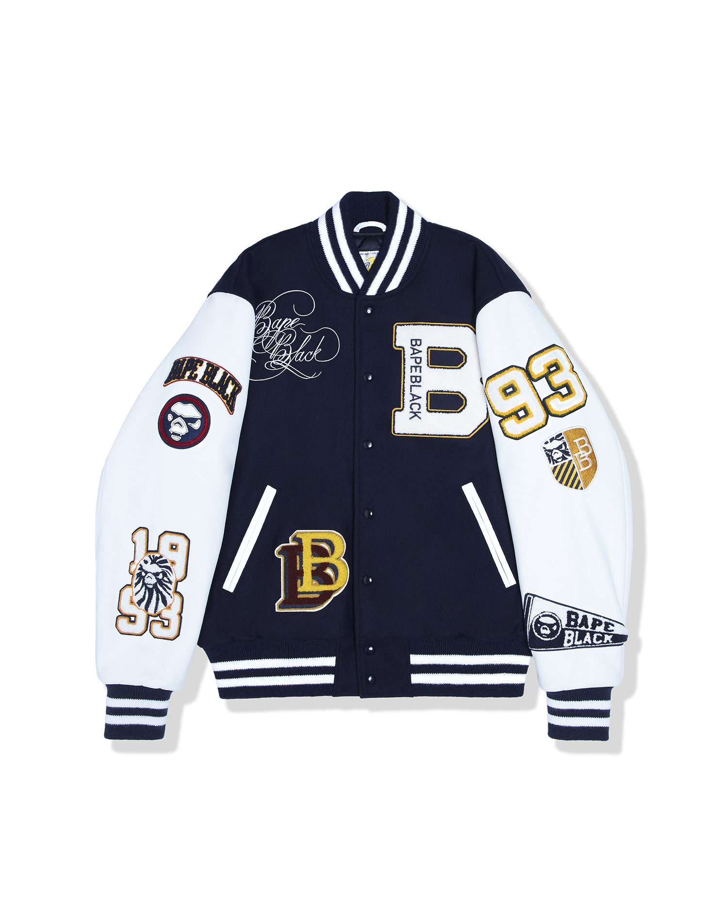 Shop Logo patch varsity jacket Online | BAPE