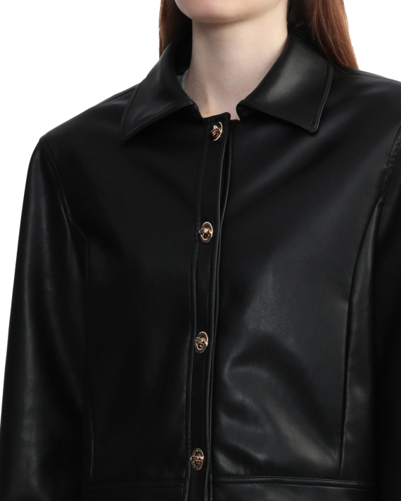 b+ab Cropped faux-leather jacket
