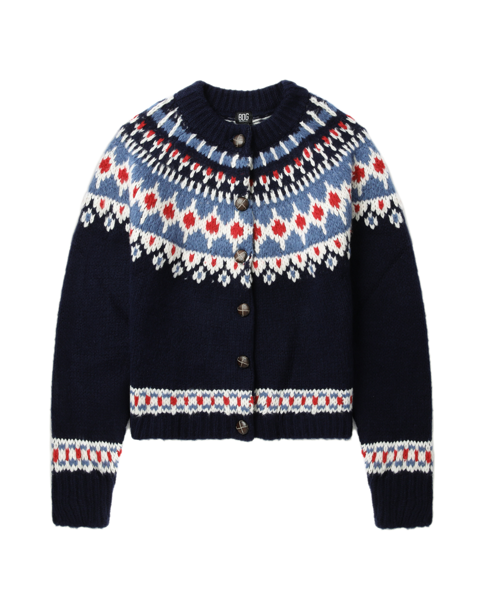 UNUSED / 5G fair Isle cardigan / サイズ3 Donegal Fair Isle Cardigan