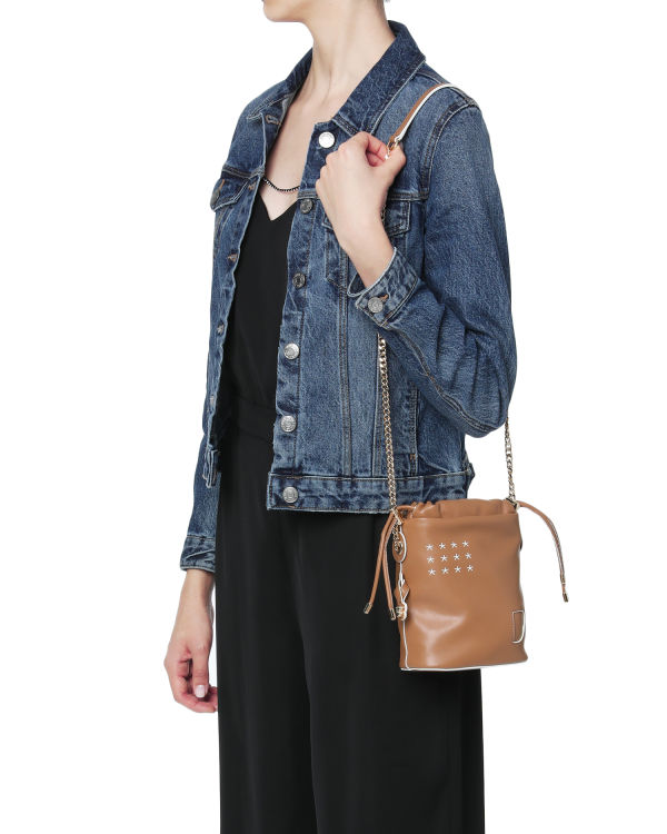 Leather crossbody bucket bag