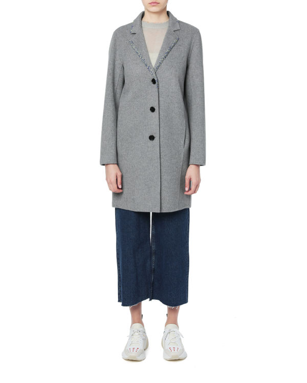 Multi-coloured stitch long jacket