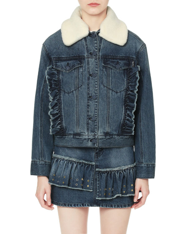 Faux fur denim jacket