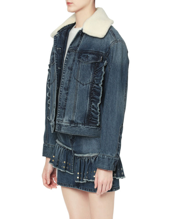 Faux fur denim jacket