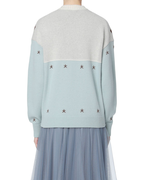 Floral intarsia knit sweater