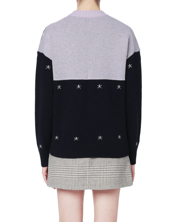 Floral intarsia knit sweater