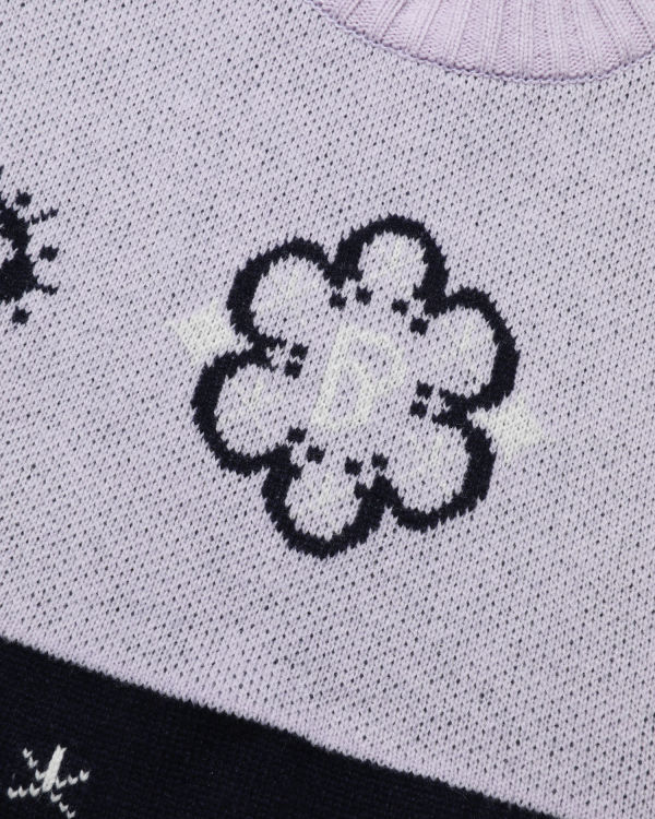 Floral intarsia knit sweater