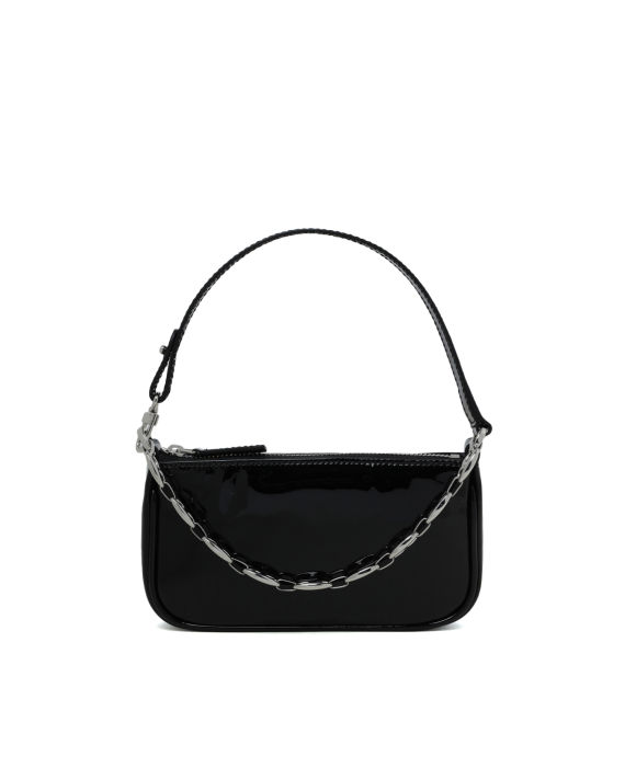 BY FAR Mini Rachel Semi Patent Leather Bag in Black