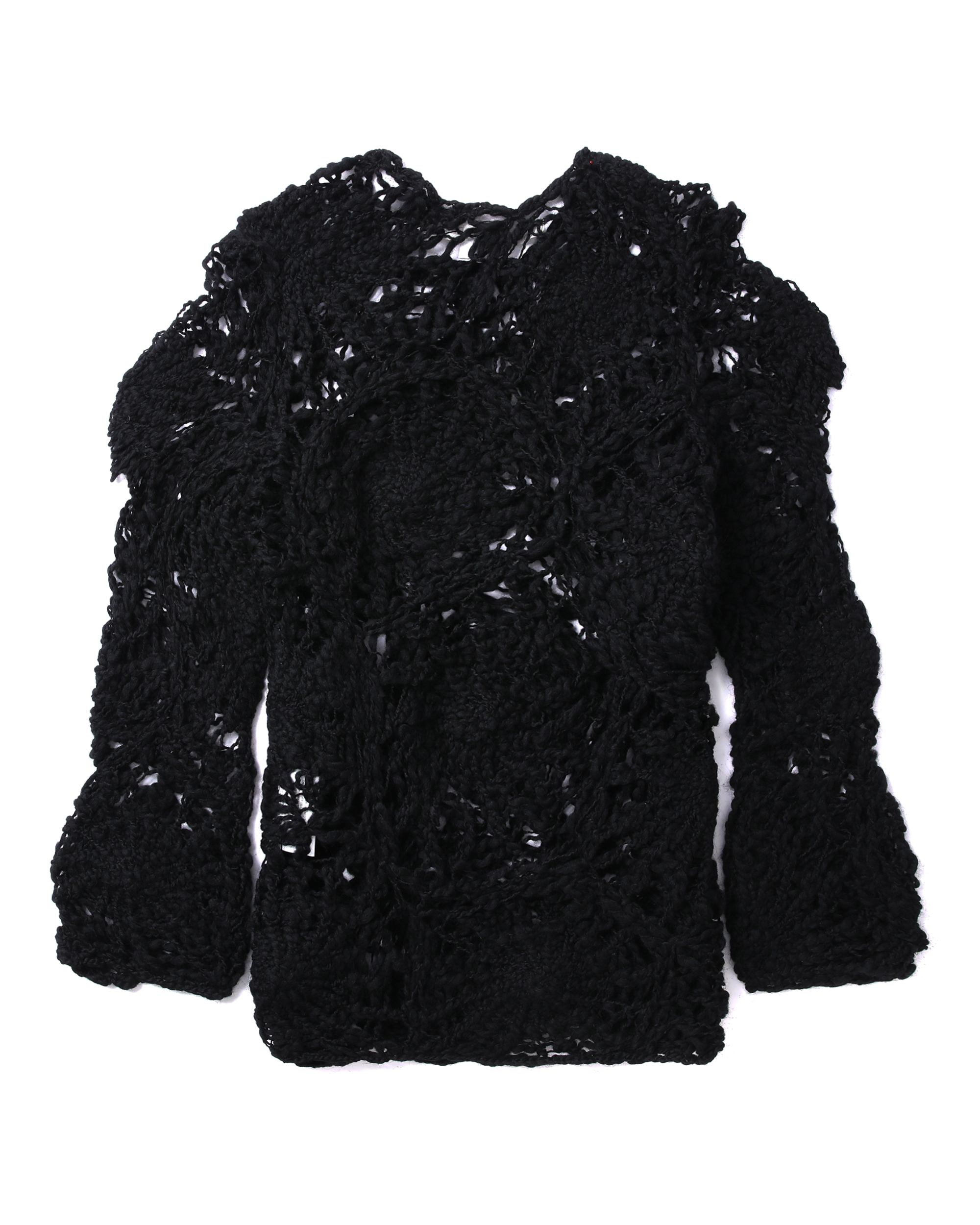 トップス Comme Des Garcons Crochet Knit Sweater Comme des Garçons Black Wool Crochet Sweater in Black | SVD