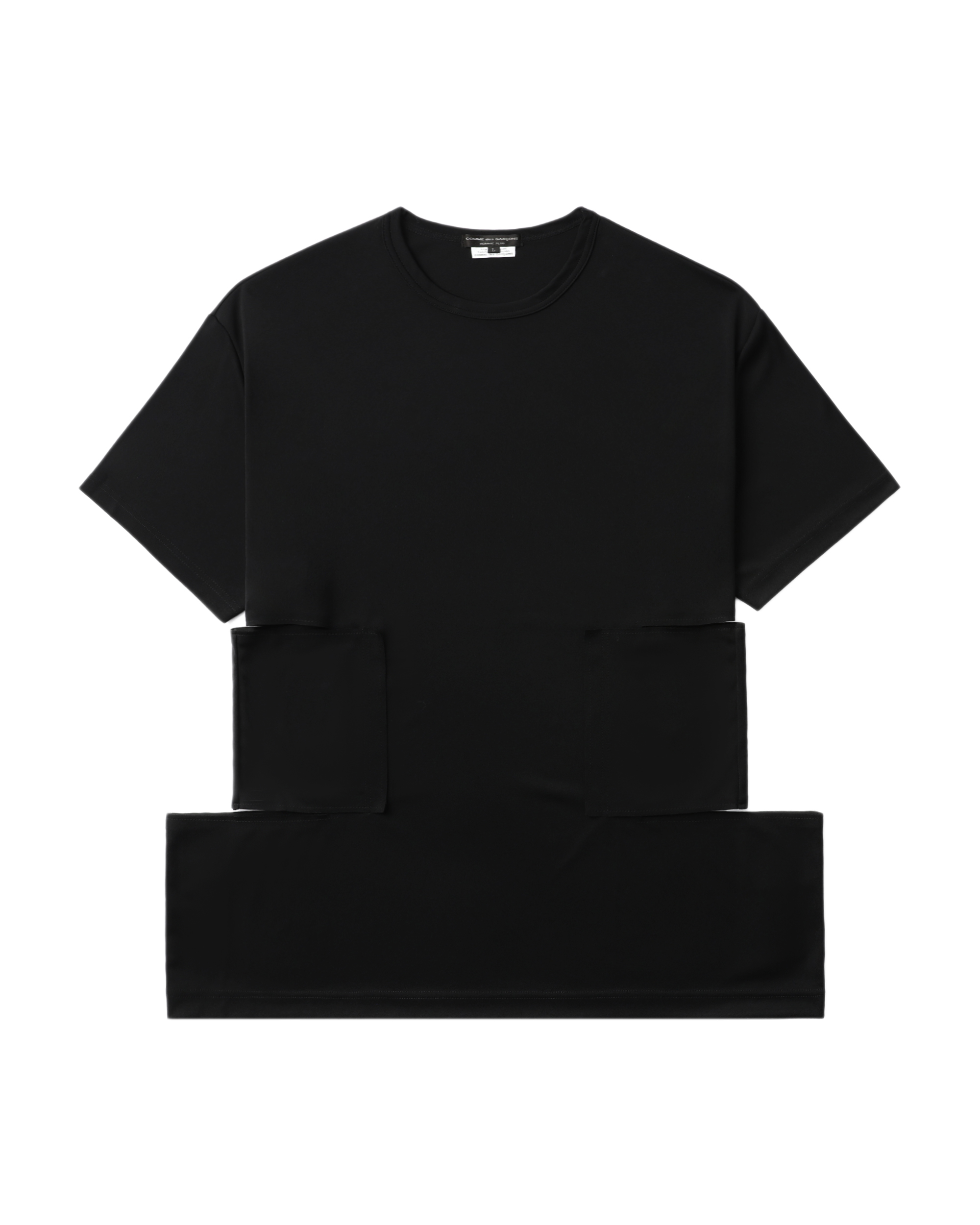 Front of plain black t-shirt.