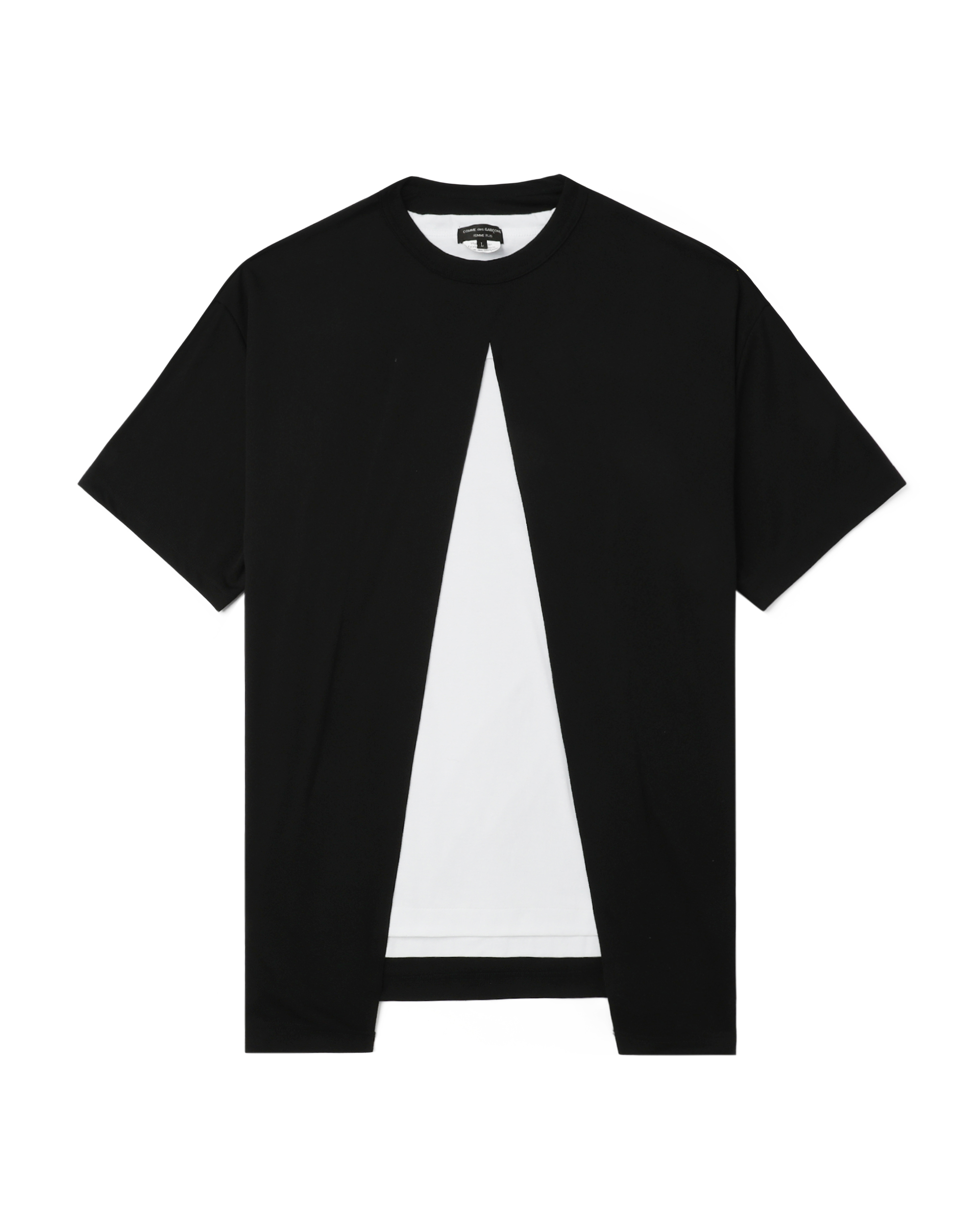 Front of plain black t-shirt.