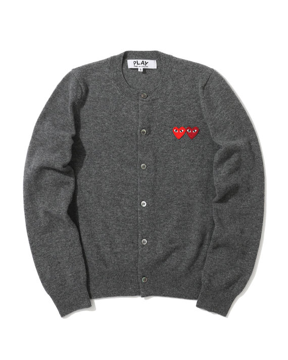 PLAY COMME des GARÇONS Double heart logo embroidered cardigan| ITeSHOP