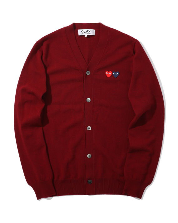 Double heart logo wool cardigan image number 0