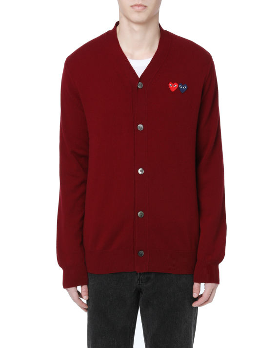 Double heart logo wool cardigan image number 1