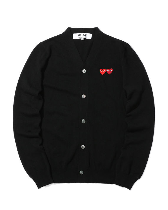 Double heart logo wool cardigan image number 0