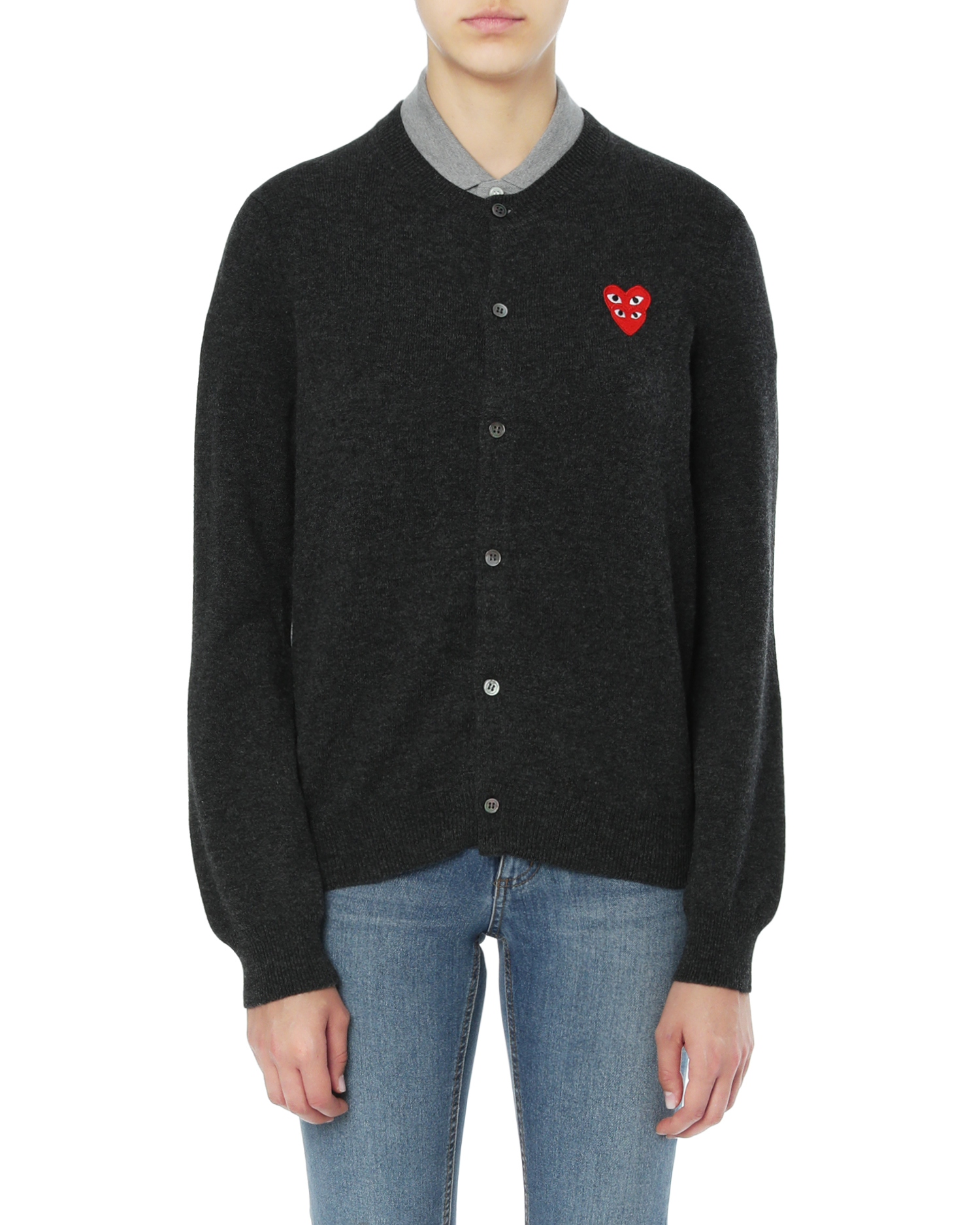 トップス 00s robe de chambre CDG 2way cardigan PLAY COMME DES GARÇONS: Unisex V-Neck Cardigan with Red