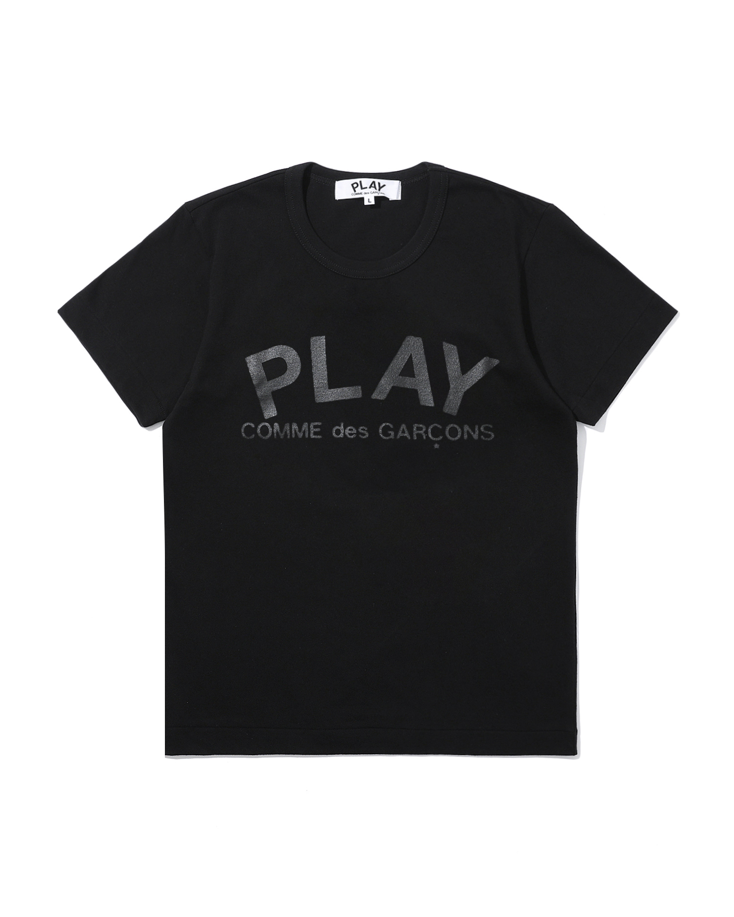 Front of plain black t-shirt.