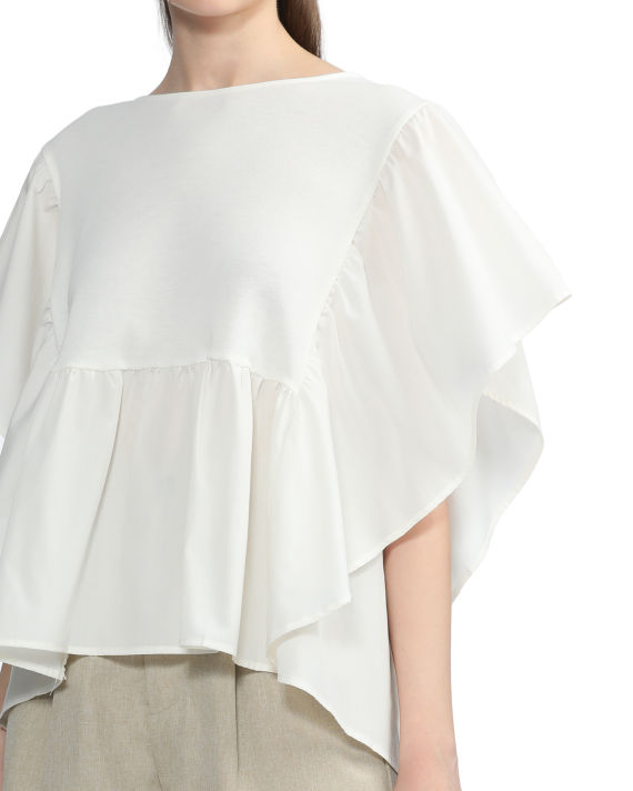Panelled gathered short sleeve blouse image number 4