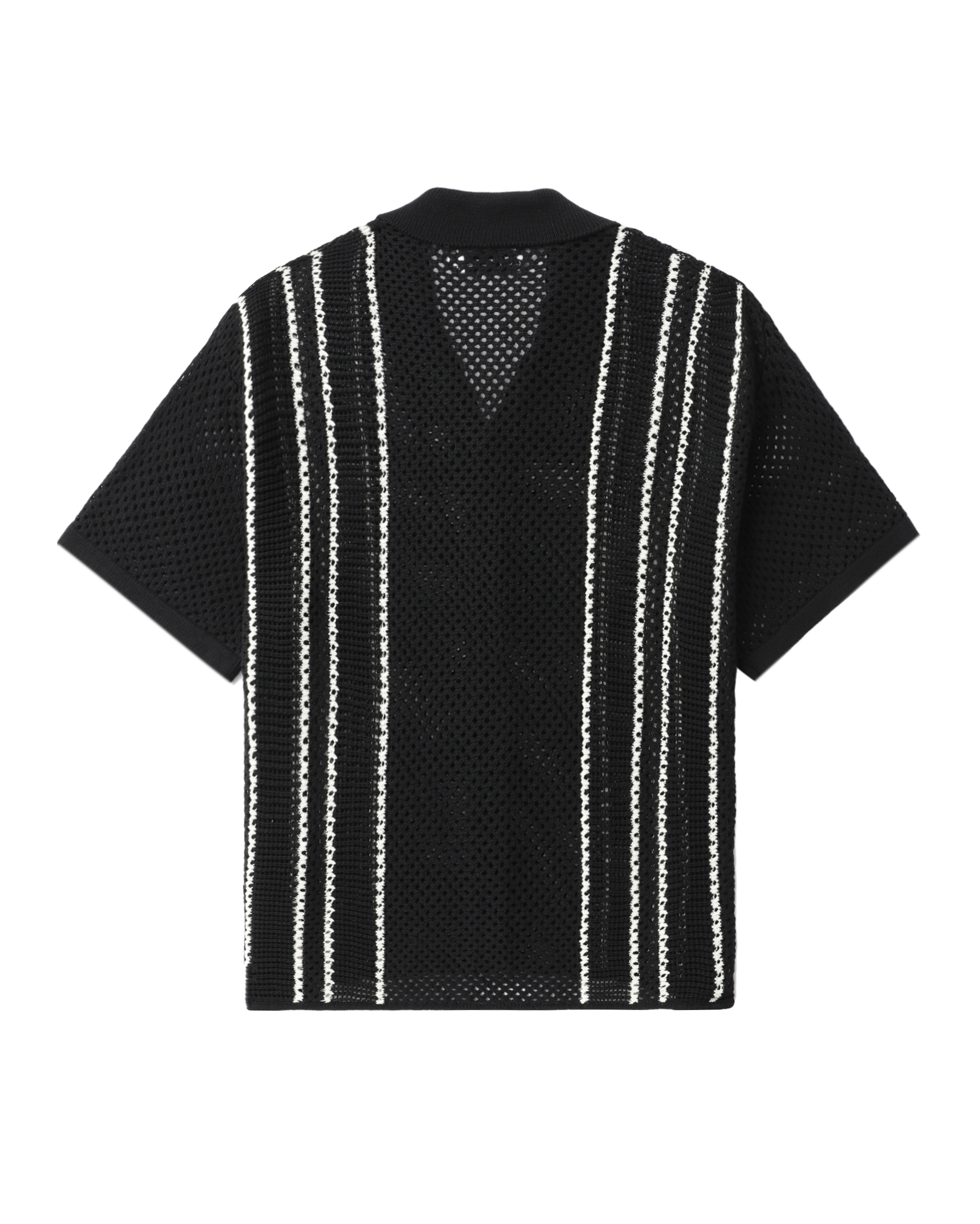 トップス evisen STRIPE CROCHET SHIRT - BLACK Evisen Skateboards TOPS STRIPE CROCHET SHIRT - BLACK