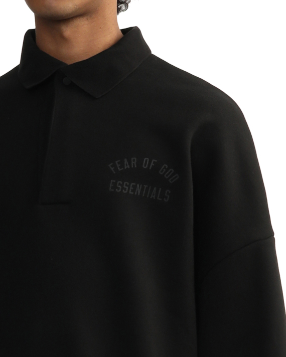 ESSENTIALS Long sleeve fleece polo shirt