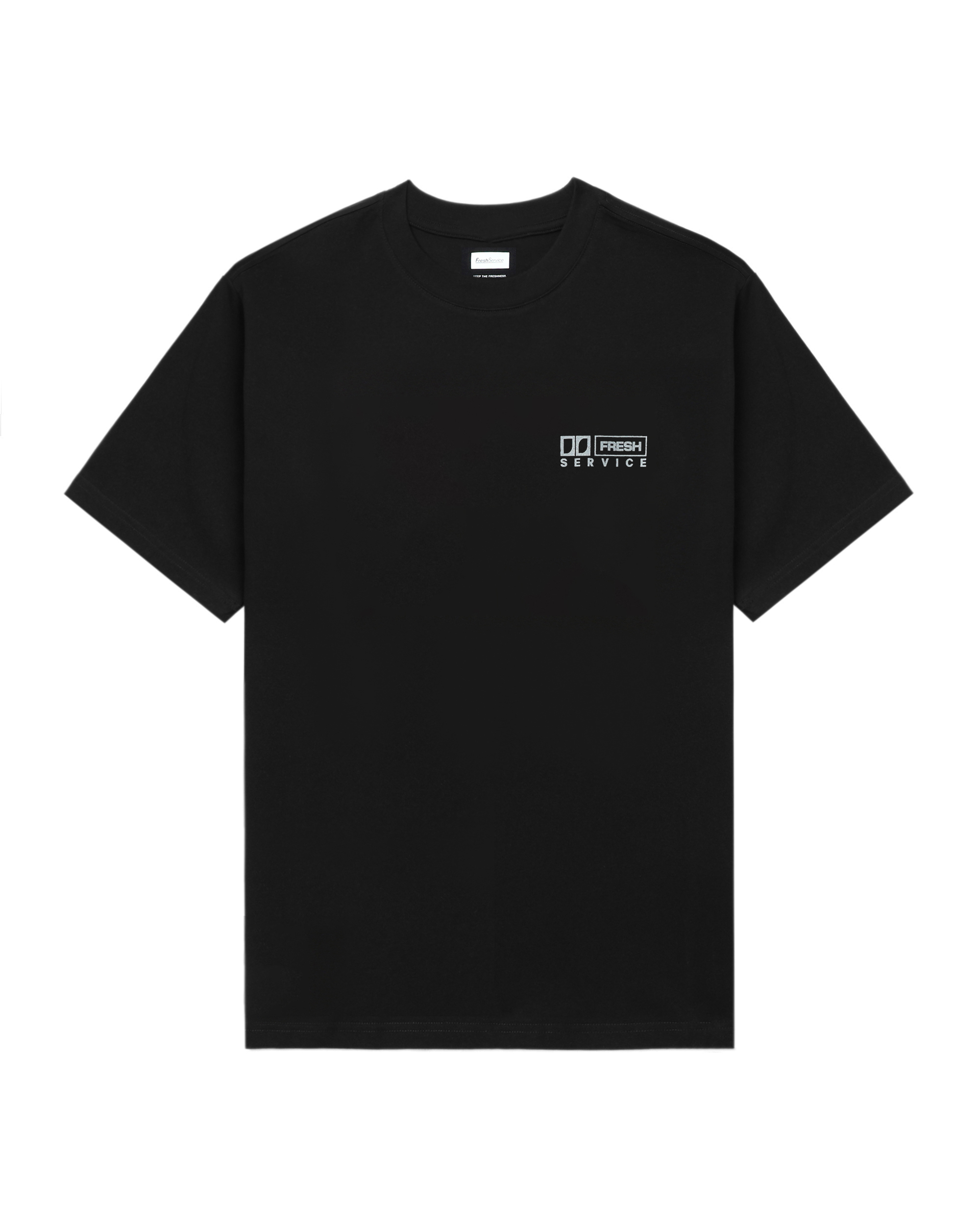 Front of plain black t-shirt.