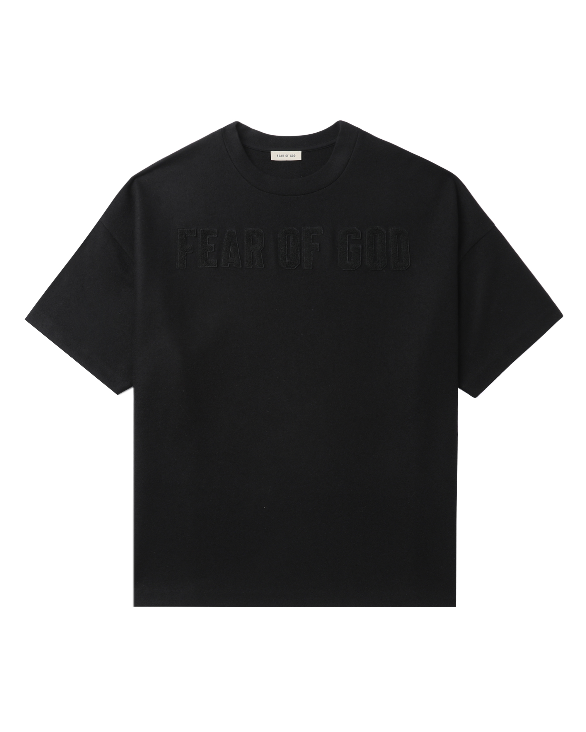 Front of plain black t-shirt.