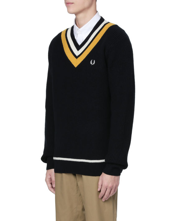 Striped v-neck sweater image number 3