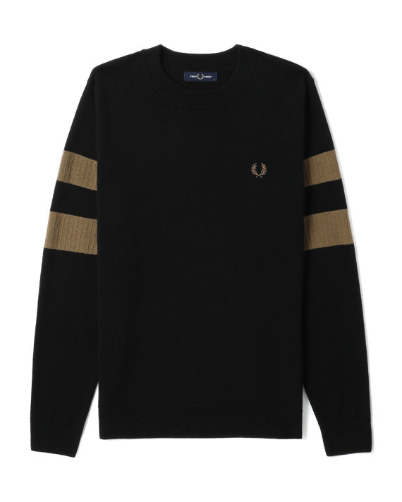 Tipped sleeve crew neck knit image number 0