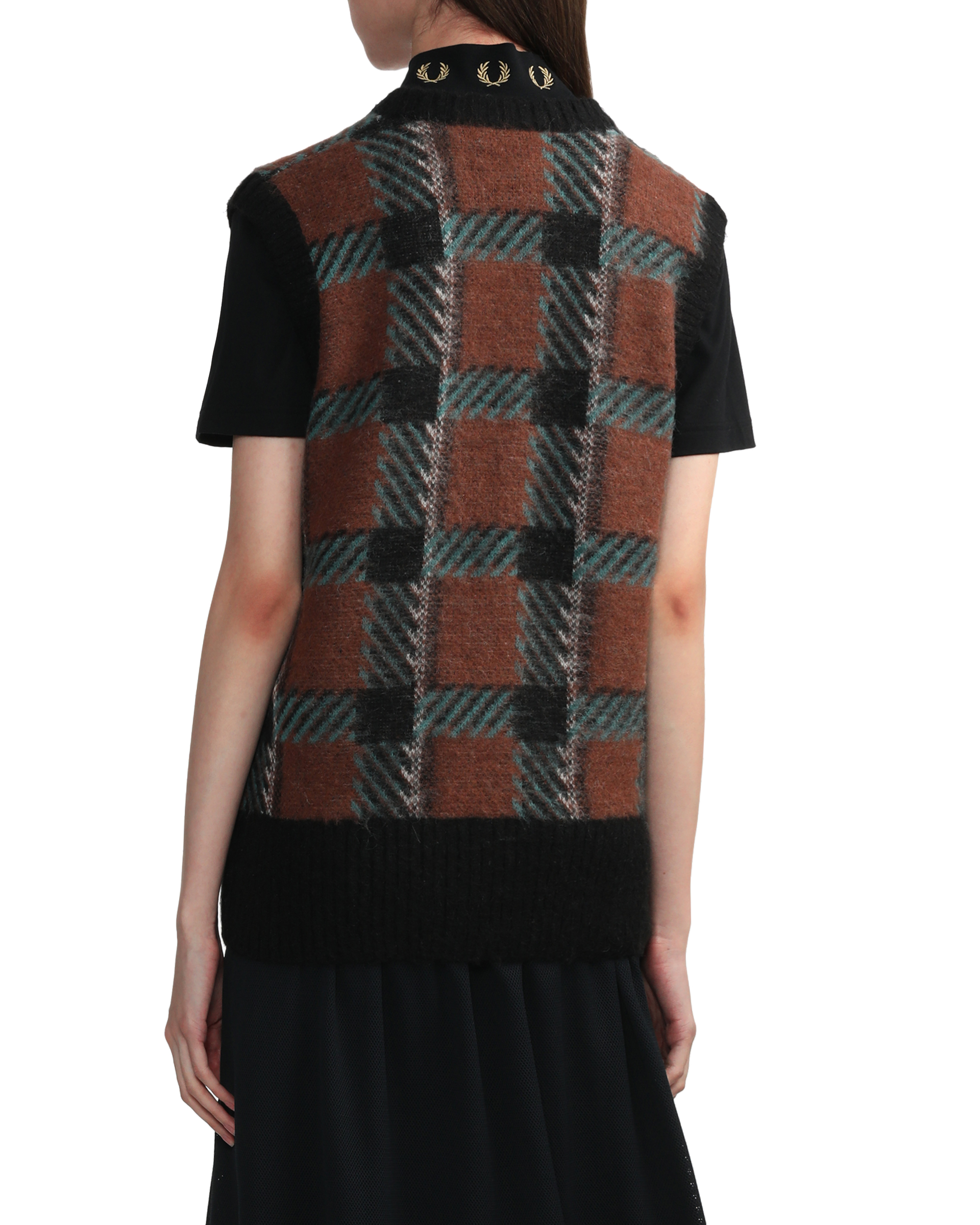 Fred Perry Glitch tartan knitted tank top | ITeSHOP