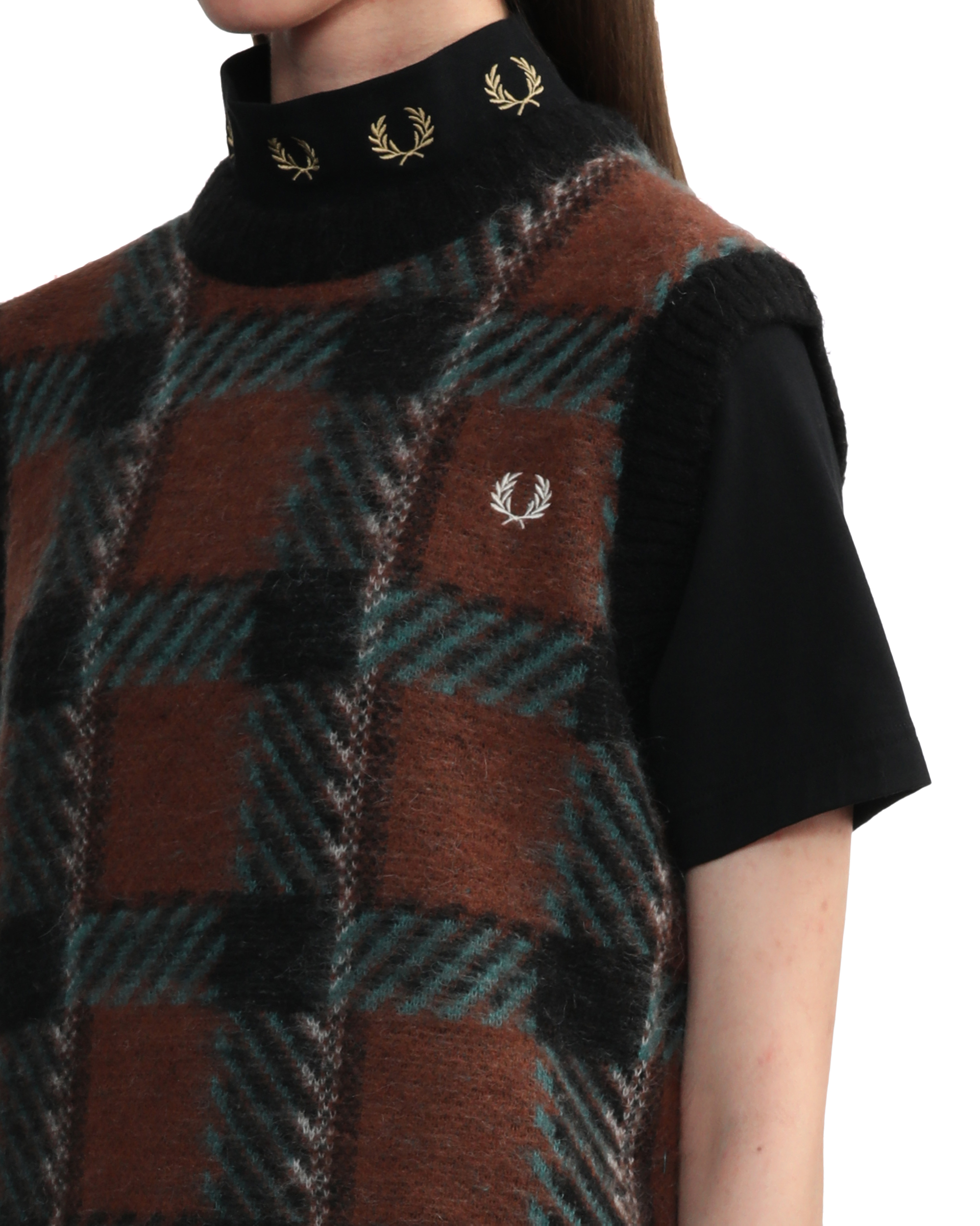 Fred Perry Glitch tartan knitted tank top | ITeSHOP