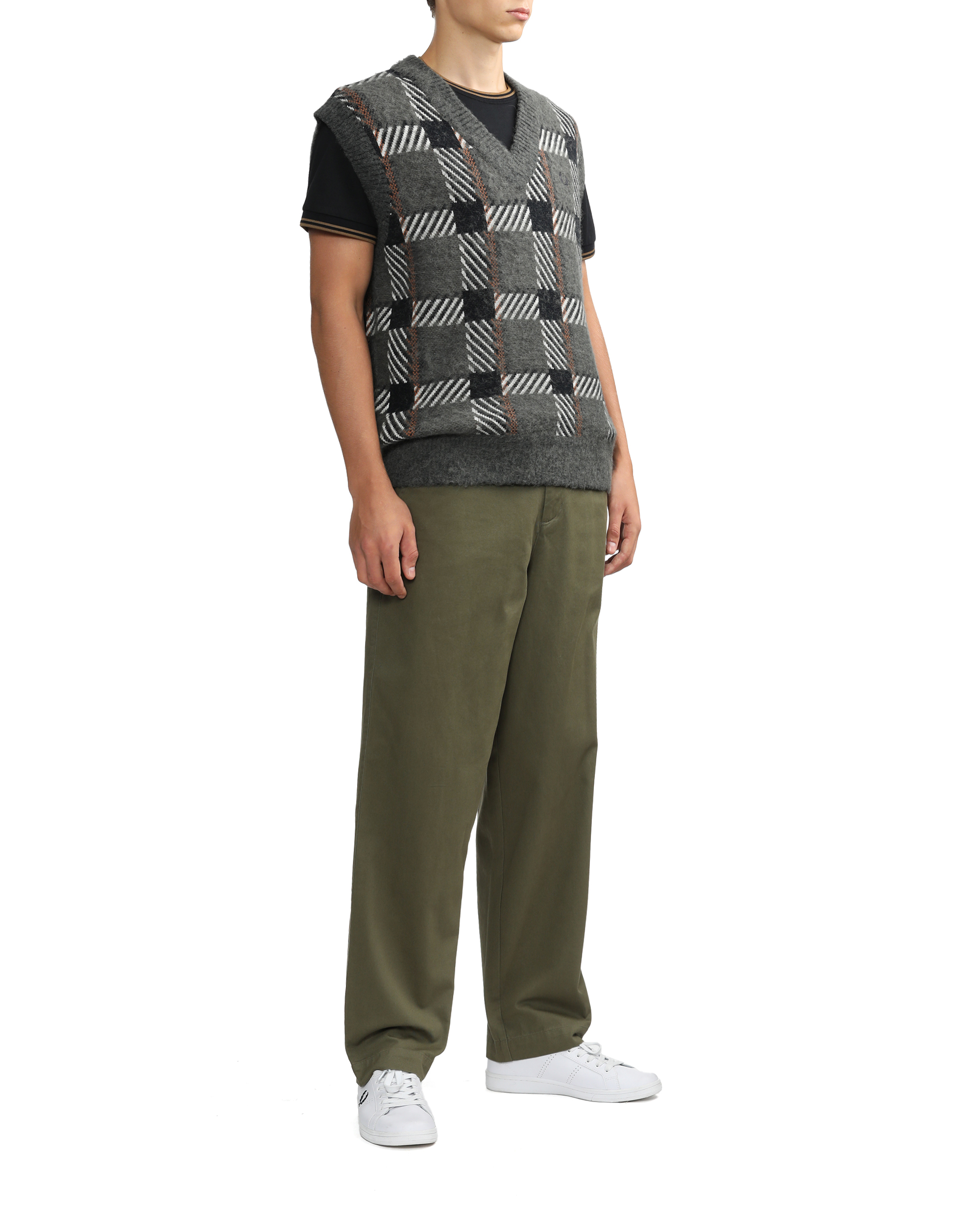 Fred Perry Glitch tartan knitted tank top | ITeSHOP