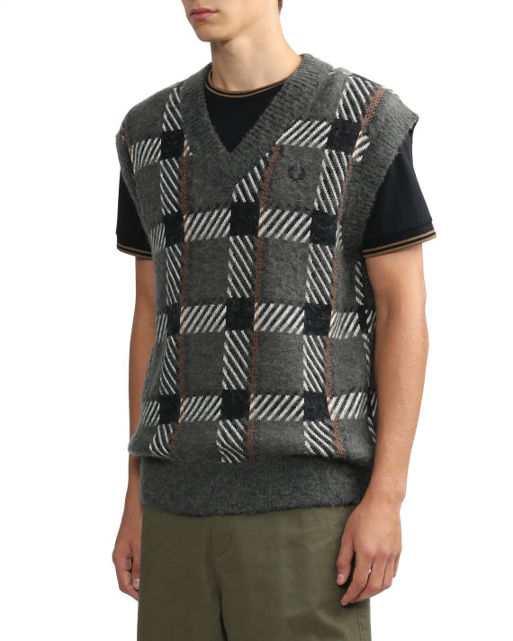 Glitch tartan knitted tank top image number 2