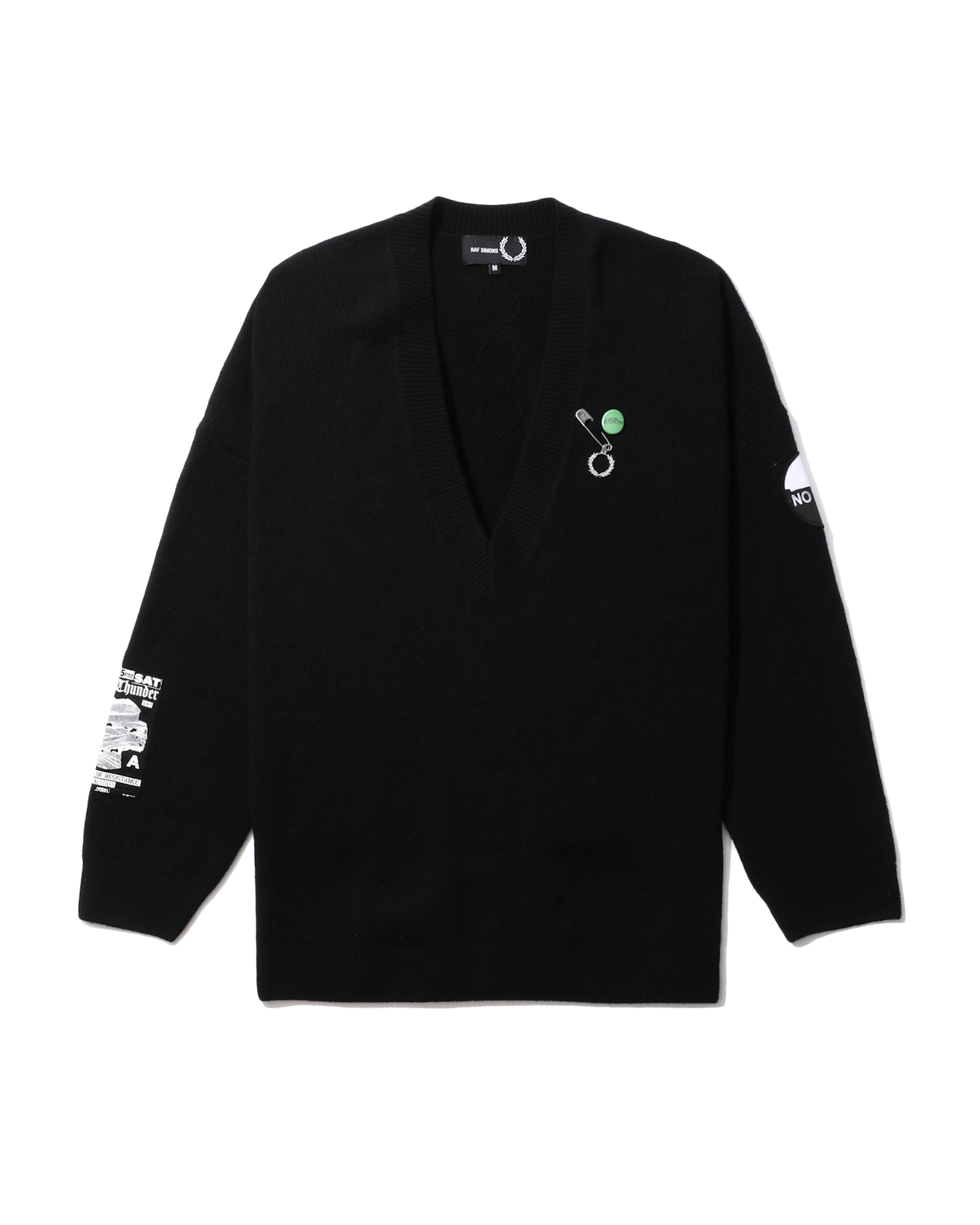 Fred Perry X RAF SIMONS oversized v-neck patch jum | ITeSHOP