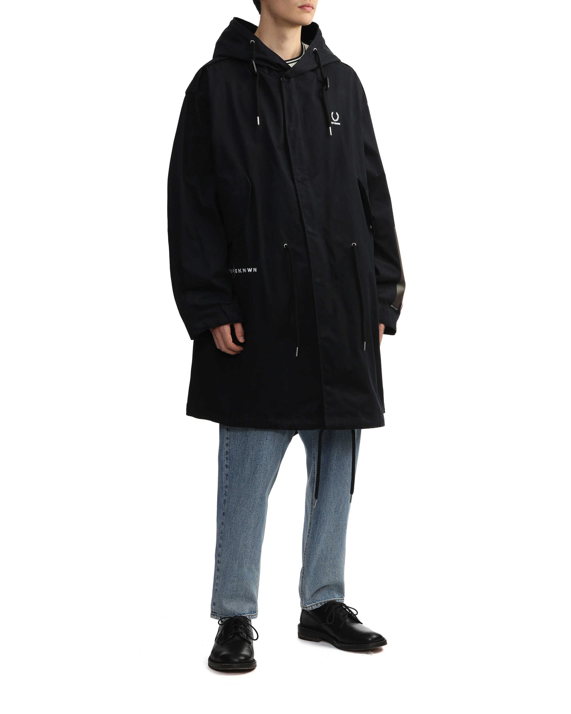 Fred Perry X Raf Simons printed patch parka jacket | ITeSHOP