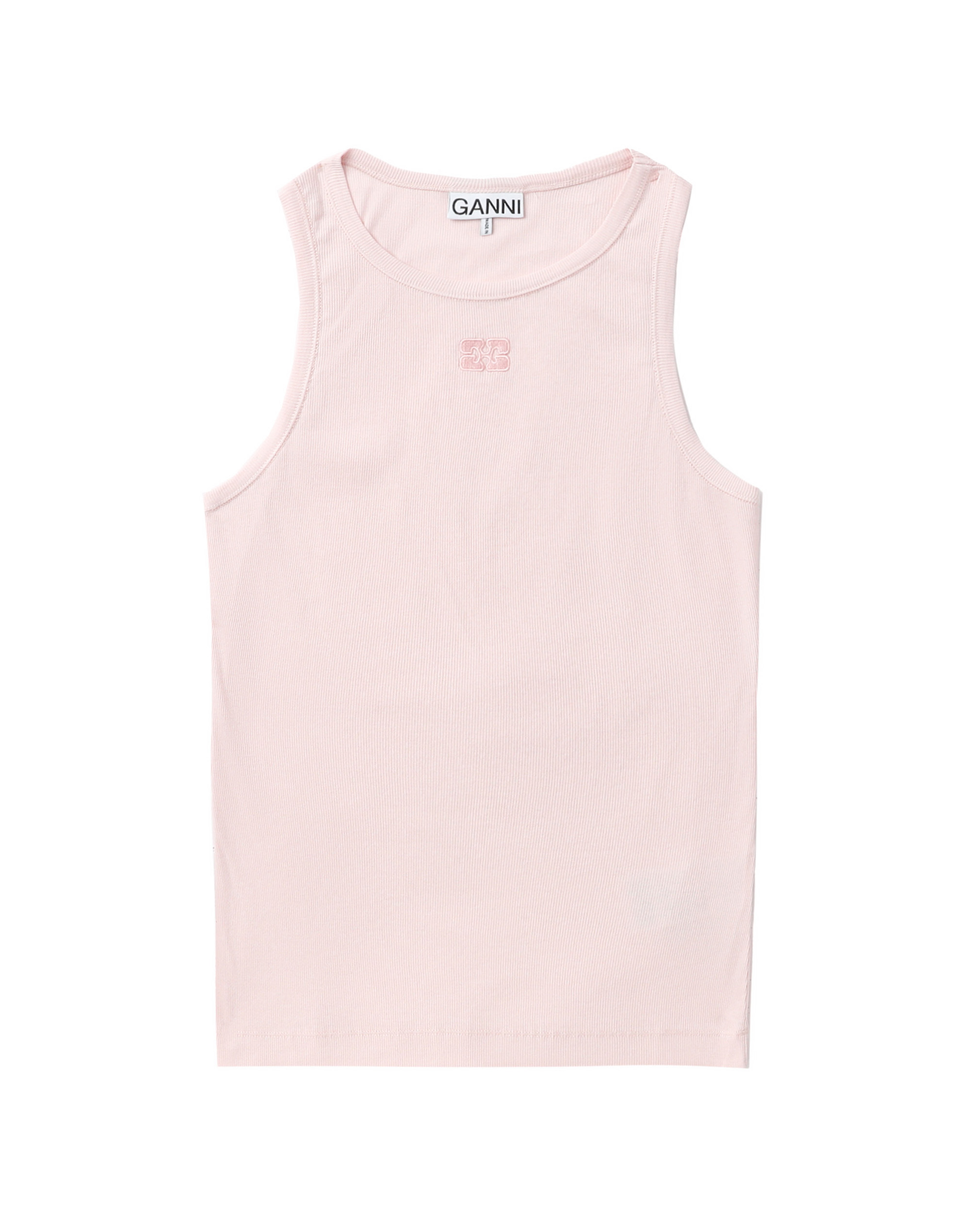 GANNI Logo rib tank top