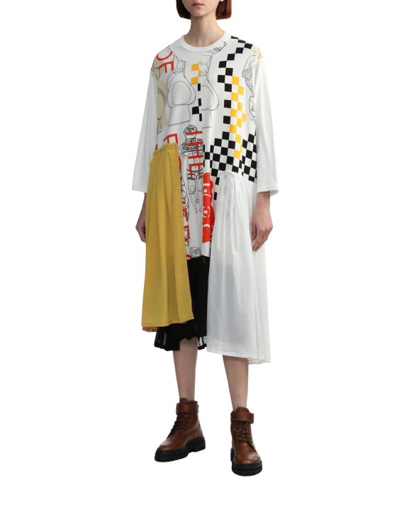 GOMME Printed and panelled dress