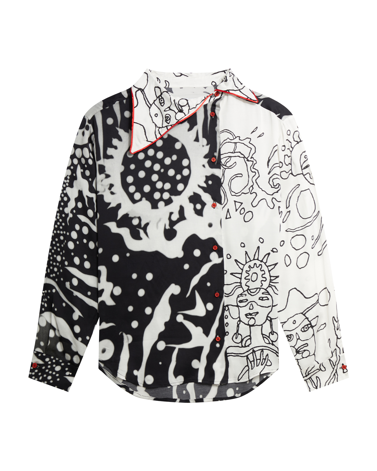 HONEY FUCKING DIJON Printed fluid satin asymmetric shirt