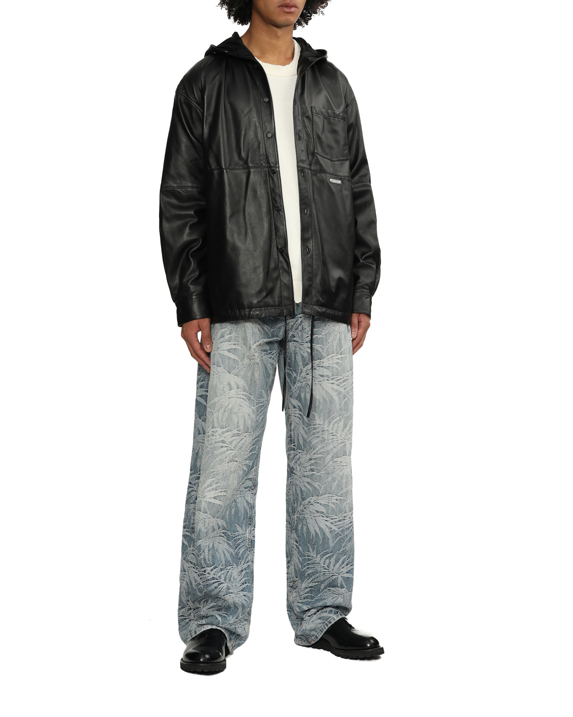 HELMUT LANG Hooded leather jacket | ITeSHOP