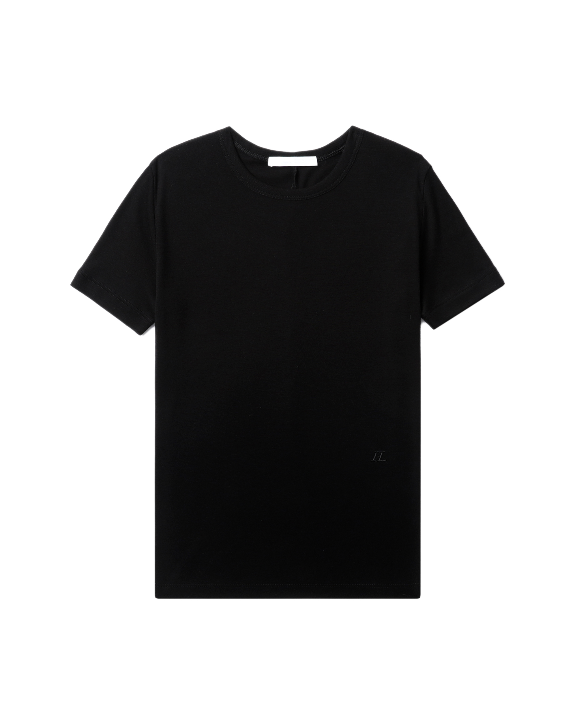 Front of plain black t-shirt.