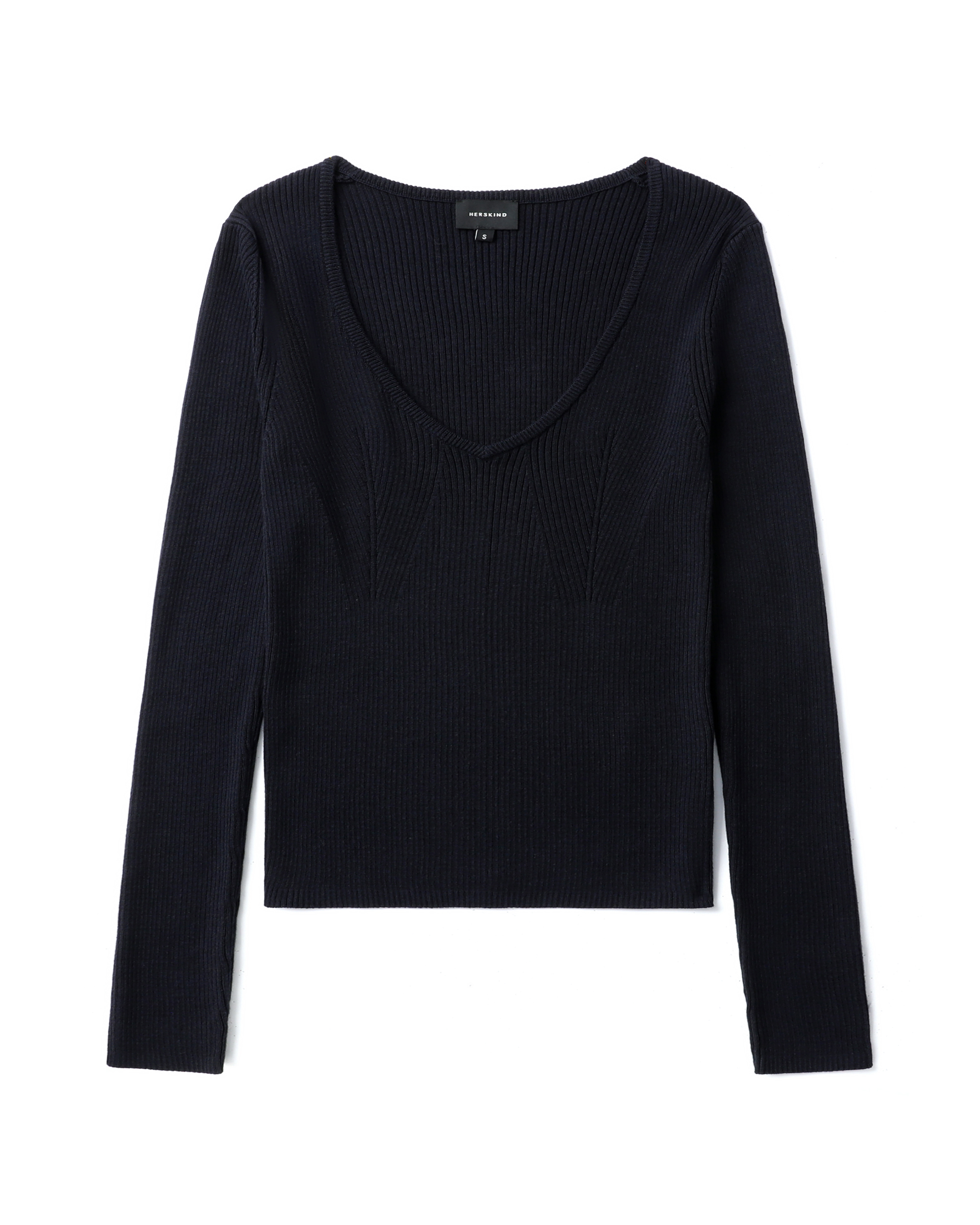 HERSKIND V-neck rib knit pullover