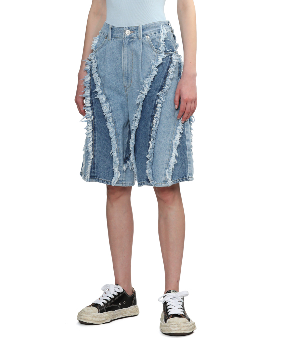 SJYP Panelled two-tone denim shorts