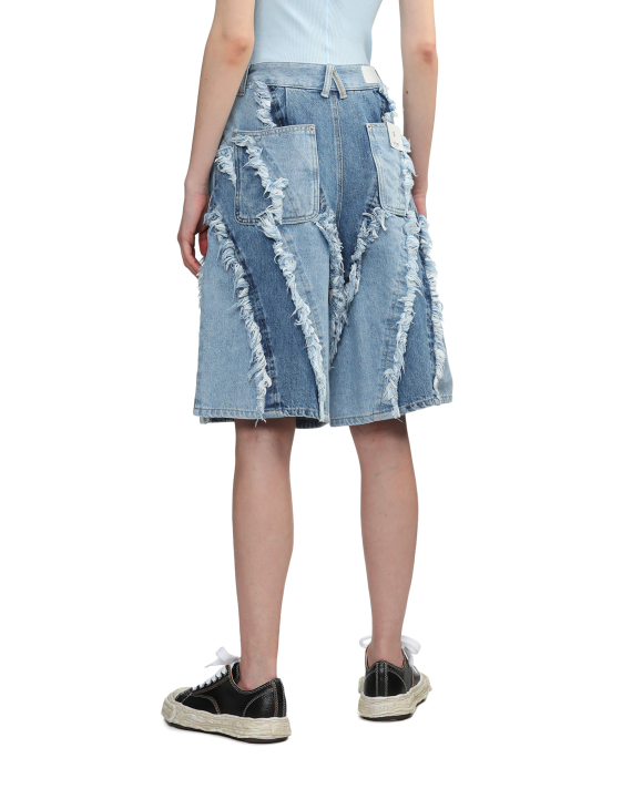 SJYP Panelled two-tone denim shorts