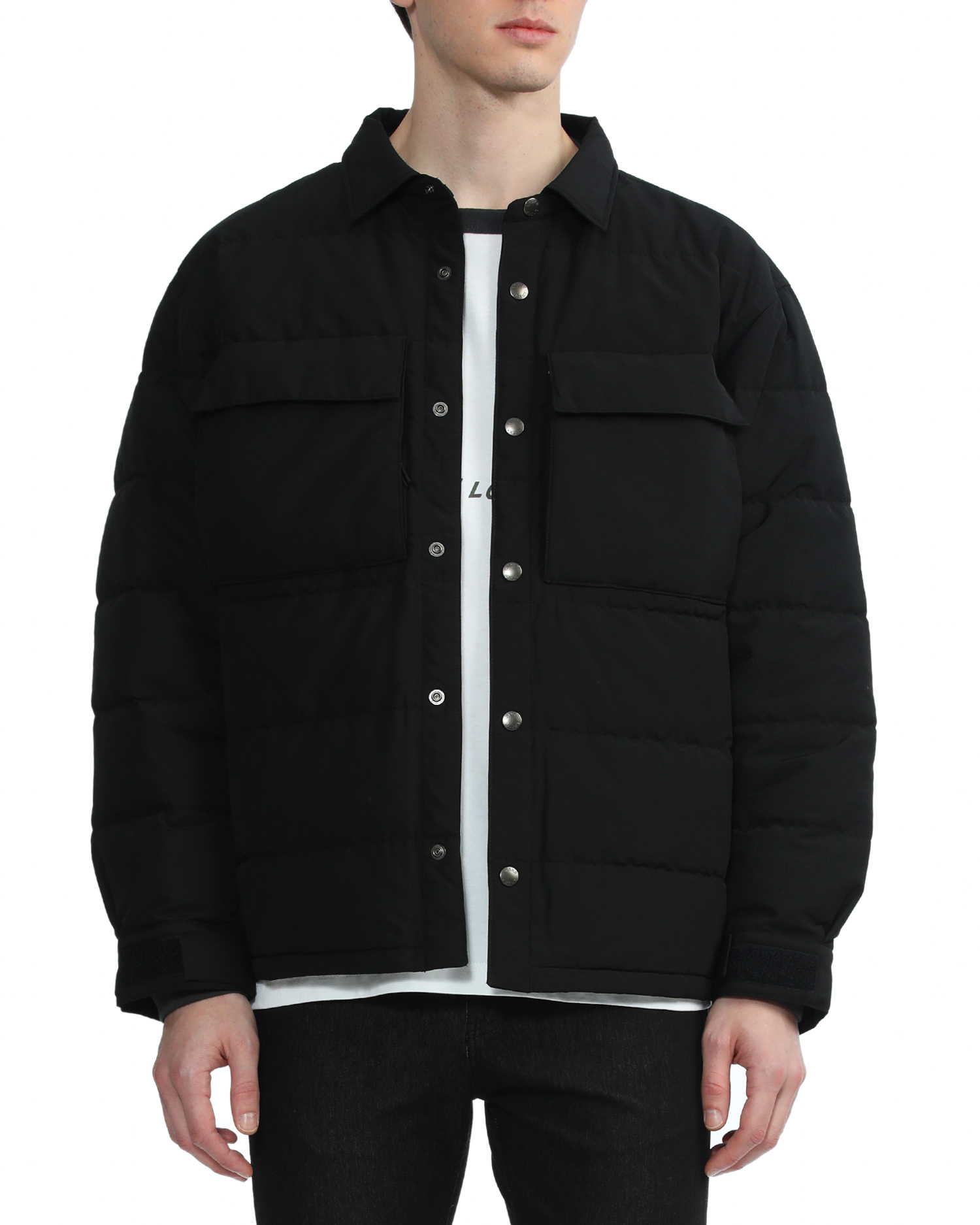 X Laska Fabric chest pocket down jacket