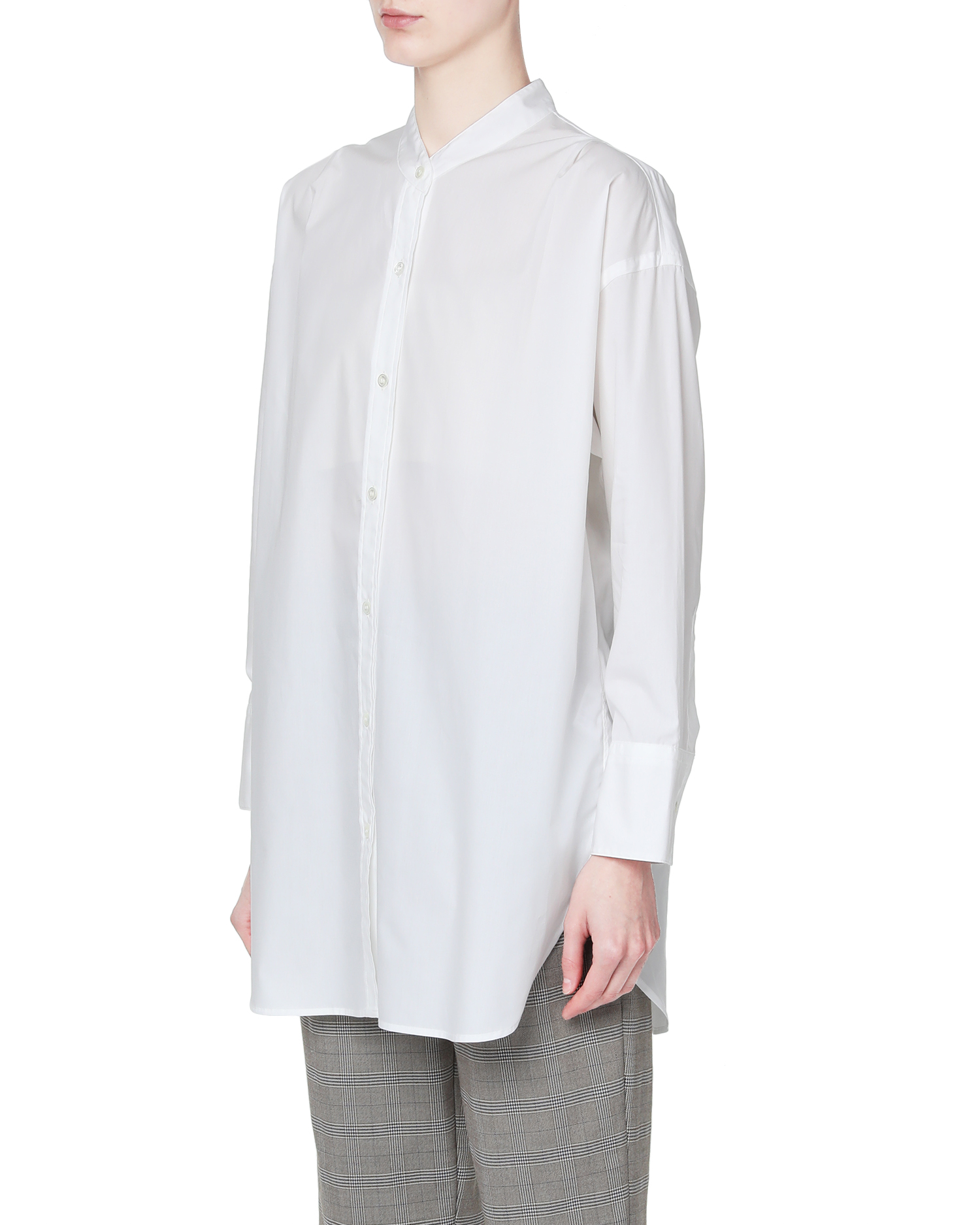 Mandarin collar button up shirt | ITeSHOP
