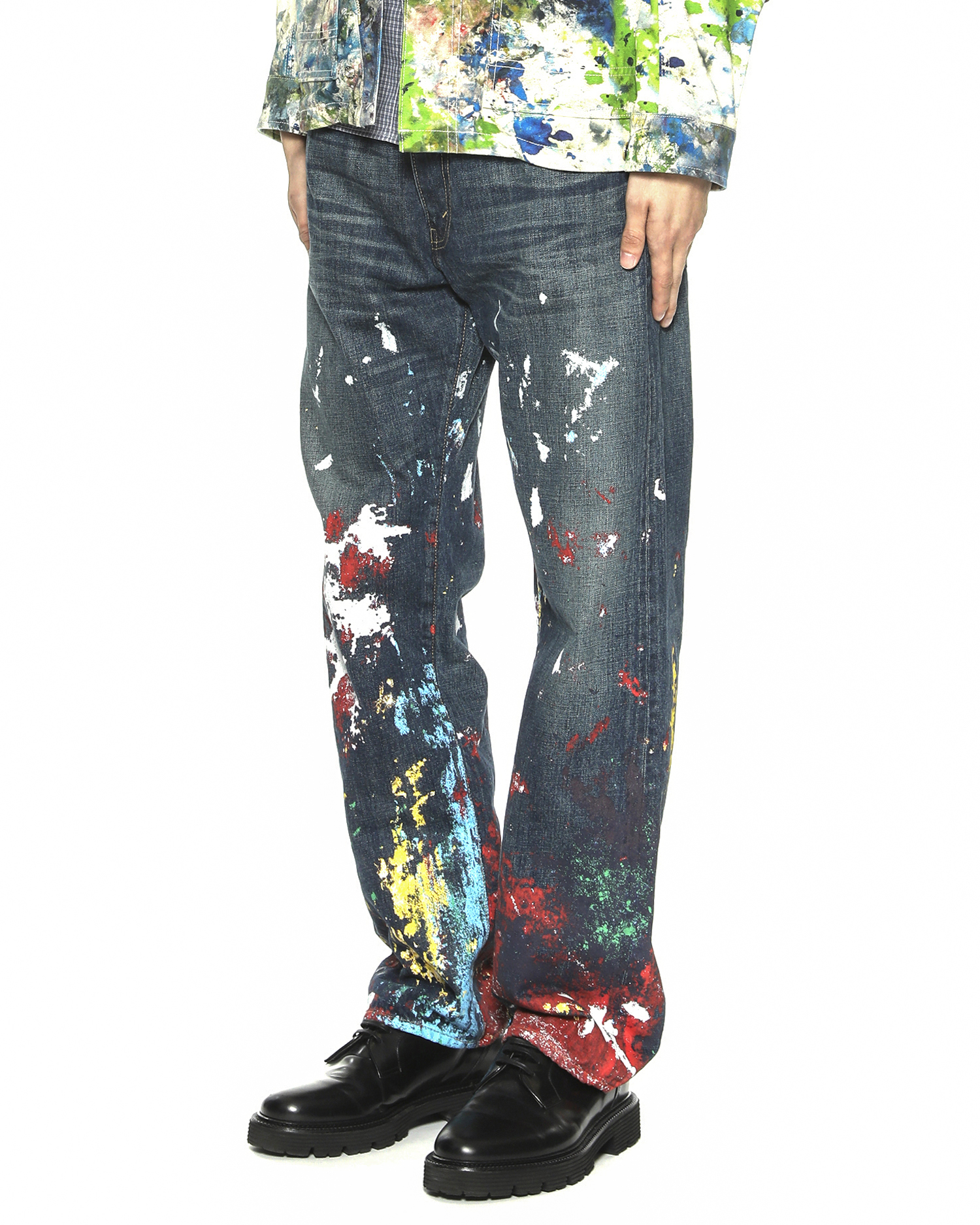 junya watanabe paint splatter jeans