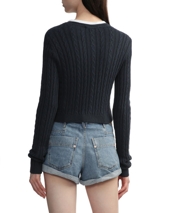 Cropped cable-knit cardigan image number 3