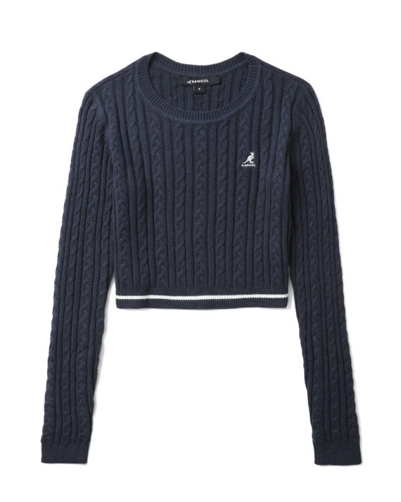 Cropped cable-knit pullover image number 0