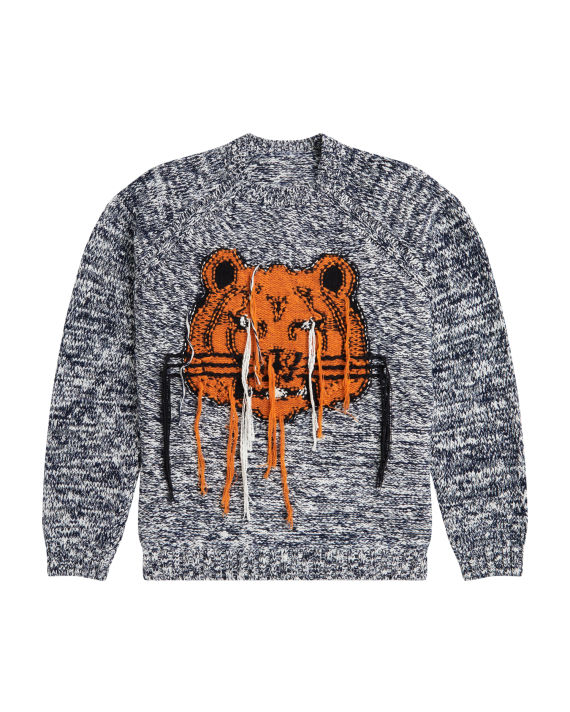 Kenzo Tiger Intarsia Sweater In Grey